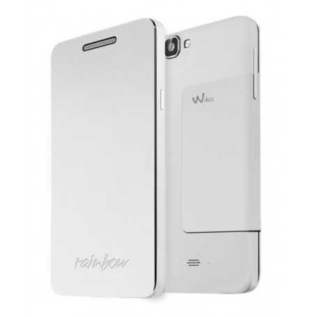 Case Flap Wallet Stand Back Cover Wiko Rainbow White