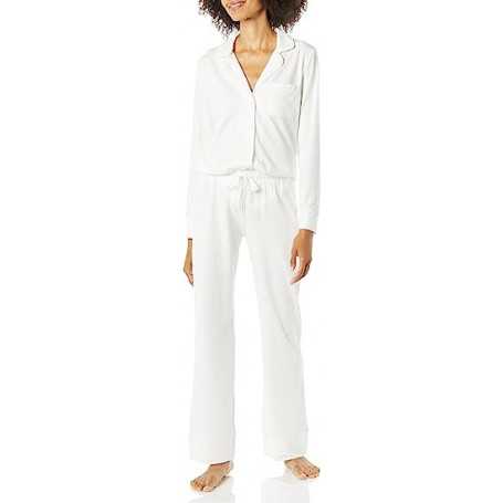 Pyjama Femme Amazon Essentials en Coton et Textile Modal, Tailles Grandes, Bleu Marine, XXL(Reconditionné)