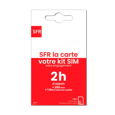 SFR Prepaid SIM Card 2 hours of Calls + 300 SMS + 1GB Internet Without Commitment