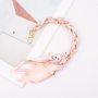 Phone Case Necklace with Light Pink Silk Scarf, Gold Clasp - 32 CM