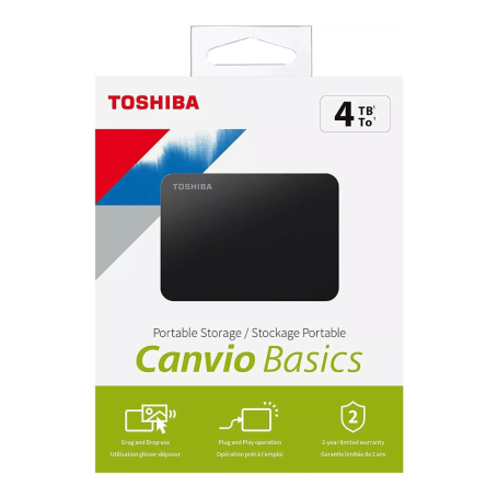 Toshiba Canvio Basics 4TB USB 3.0 External Hard Drive HDTB540EK3CA - Portable Storage Solution